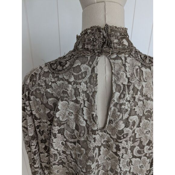 Vintage Pat Dahnke 2 Piece Lace Set - Boho Western Wedding Wear - Cognac - M - Picture 7 of 10